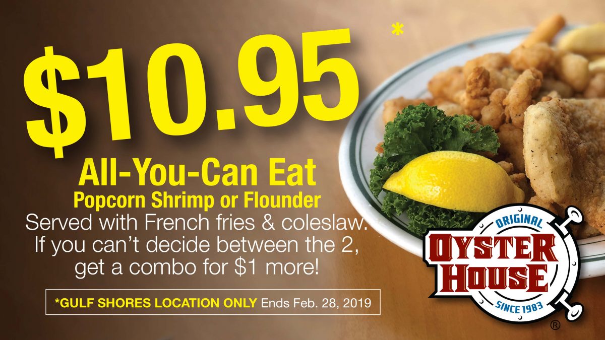 Gulf Shores Lunch Specials are back at only 8.95 and AllYouCanEat