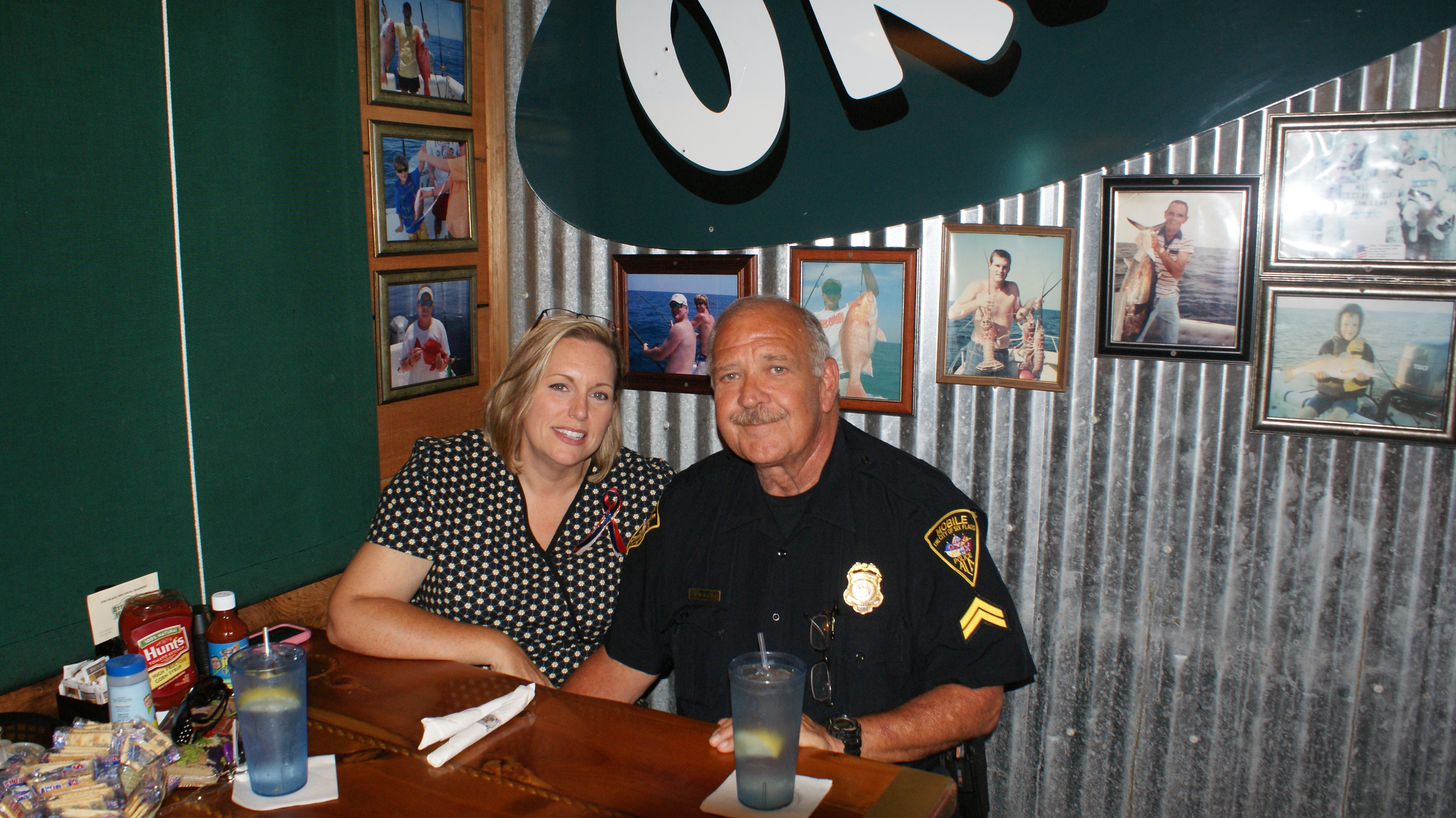 Firefighter and his wife enjoying lunch at Original Oyster House Never Forget Lunch