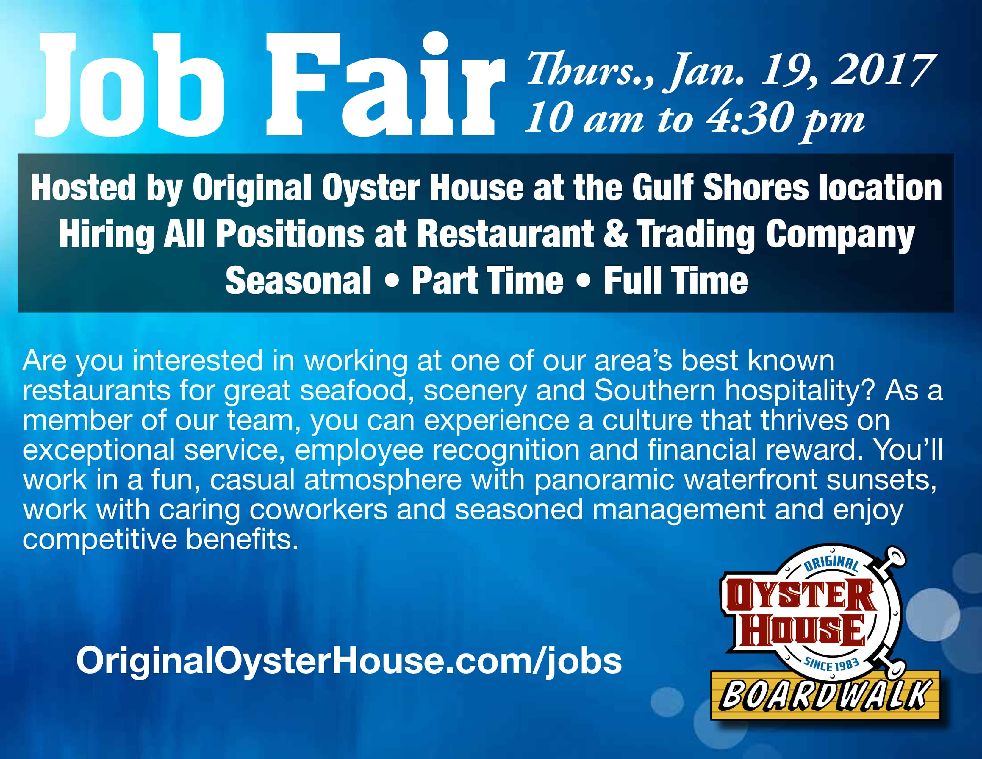 Original Oyster House Hosts Job Fair