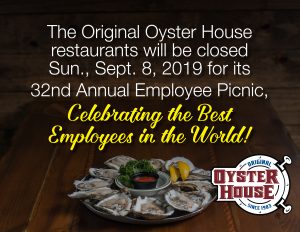 Original Oyster House Restaurants will be closed Sunday poster