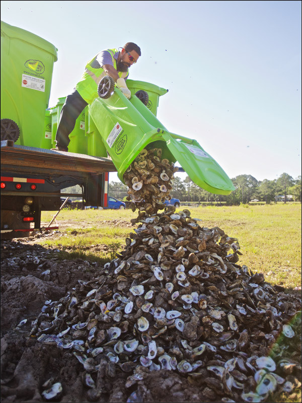 Oyster Shell recycling program through the Alabama Coastal Foundation