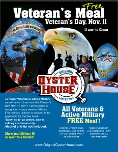 Original Oyster House Honors Military with Free Meal on Veteran's Day