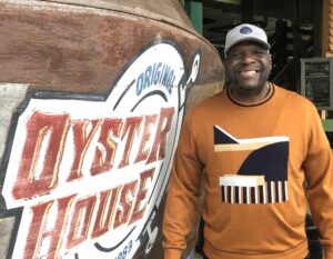 Roderick Marks celebrates his 30th year as a lead cook at the Original Oyster House on the Mobile Causeway.