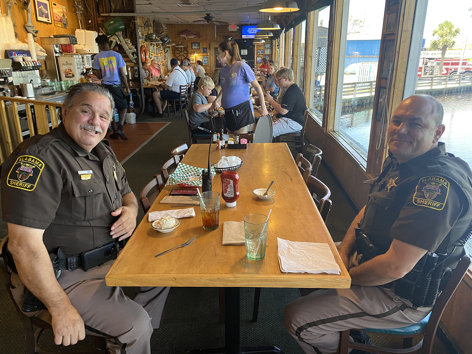 2021 Never Forget Lunch first responders eating free lunch in Gulf Shores