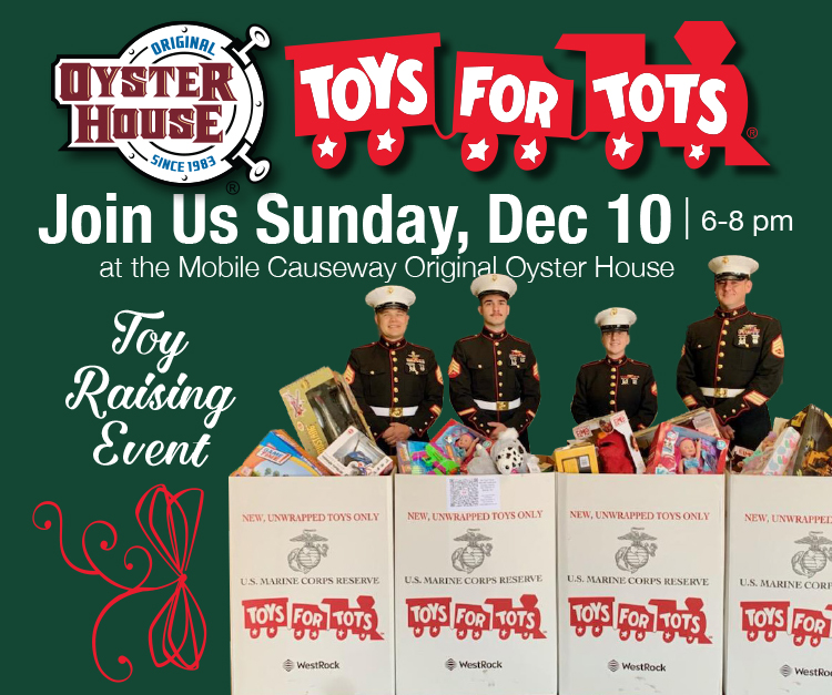 2023 Toys for Tots Event Join us Sun. Dec. 10th when marines in dress blues will be onsite from 6 to 8 pm to thank you for your donations and wish you a happy Christmas